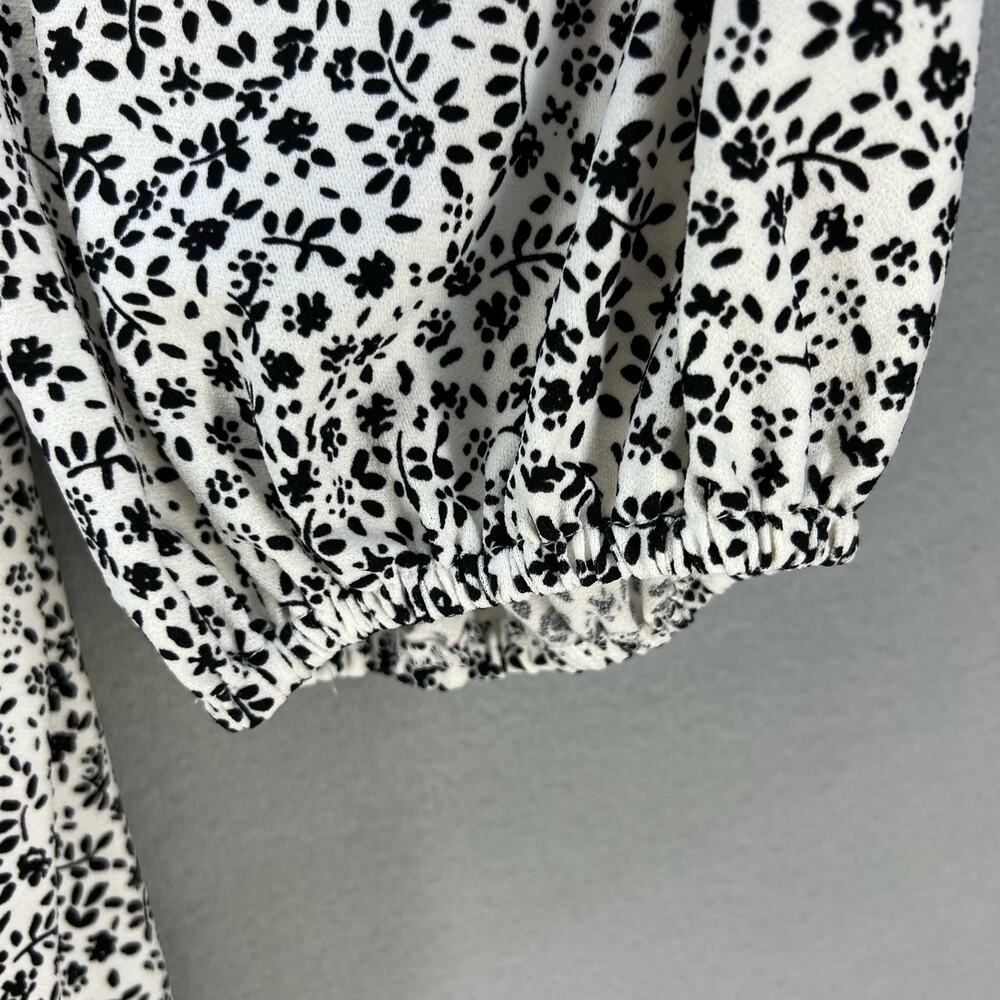 Adrianna Papell Top Women's 3X Black White Floral Print Tunic Flowy Long Sleeve - Picture 4 of 10